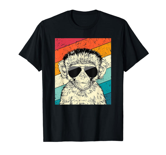 Retro Vintage Monkey with Sunglasses Wild Life Lovers T-Shirt