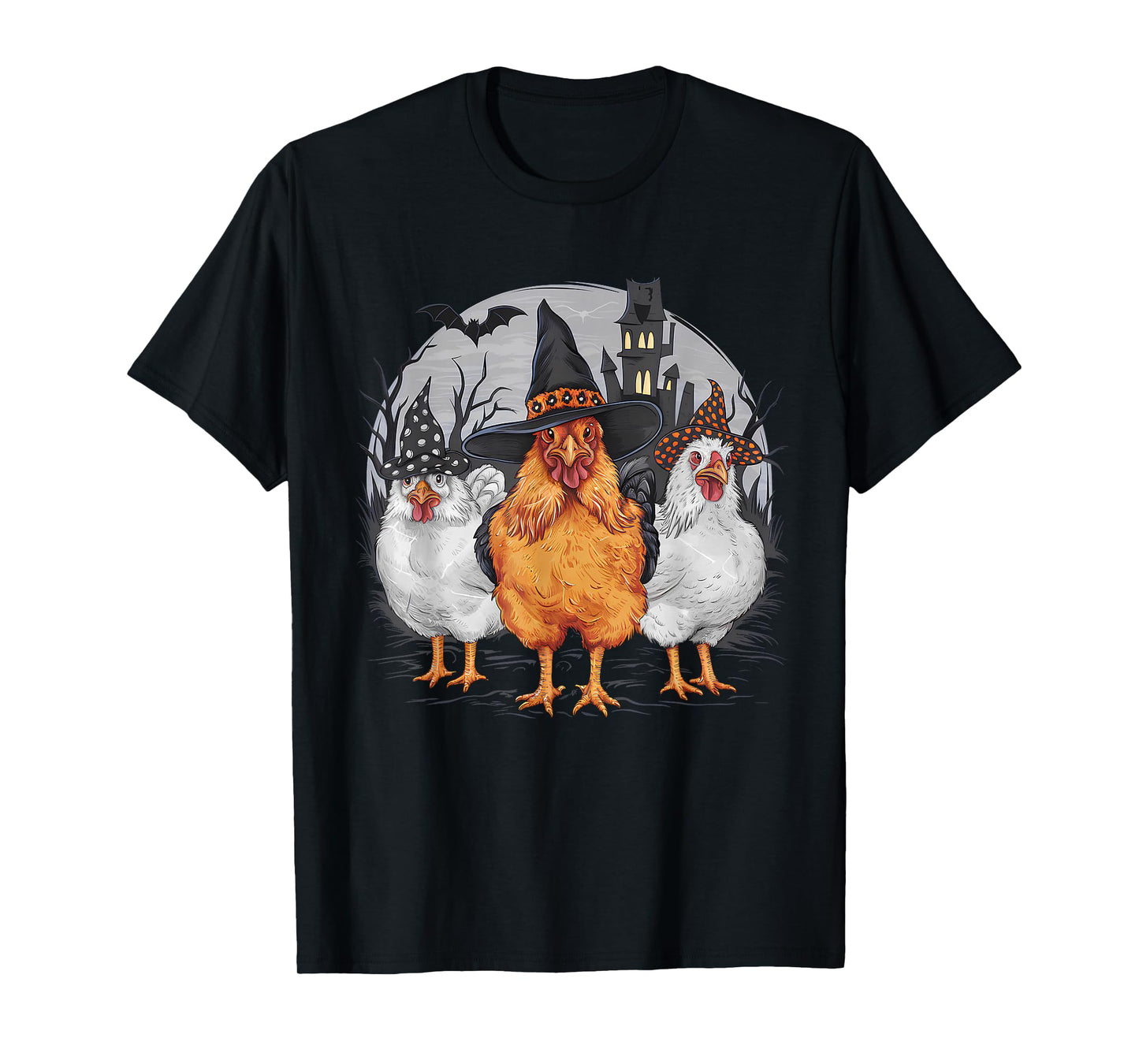 Funny Halloween Chickens Witch Spooky Season T-Shirt