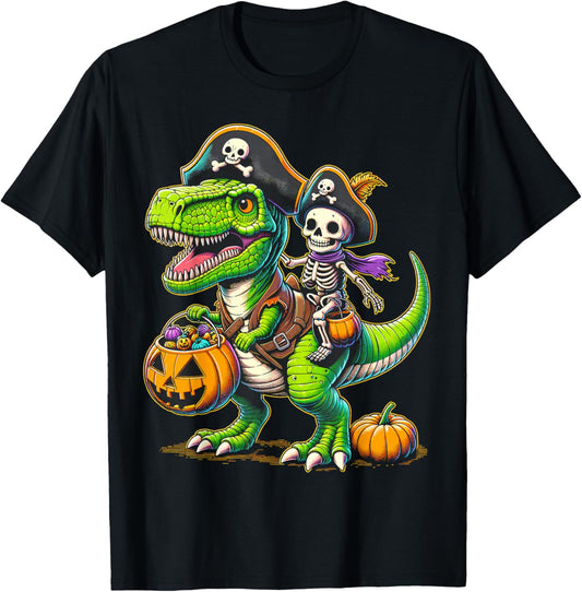 Halloween Funny T Rex Dinosaur Pirate Boys Trick Treat T-Shirt