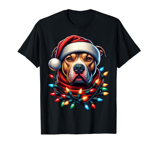 Christmas Pit bull Xmas Pit Bull Mom Dog Lover Santa Womens T-Shirt
