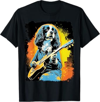 Pop Art Dog Music Cavalier King Charles Spaniel T-Shirt