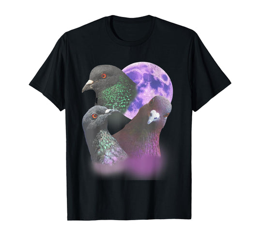 Funny Pigeon Shirt - Funny Pigeons Howling at the Moon T-Shirt