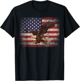 Bald Eagle 4th of July Christmas Gift American Flag Country Women Girls Kids Men T-Shirt