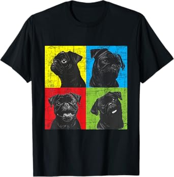 Colorful Pug Face Portrait - Dog Lover Puppy Pet Owner T-Shirt