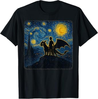 Dragon Starry Night Van Gogh Dragon For Boys Girls Kids T-Shirt