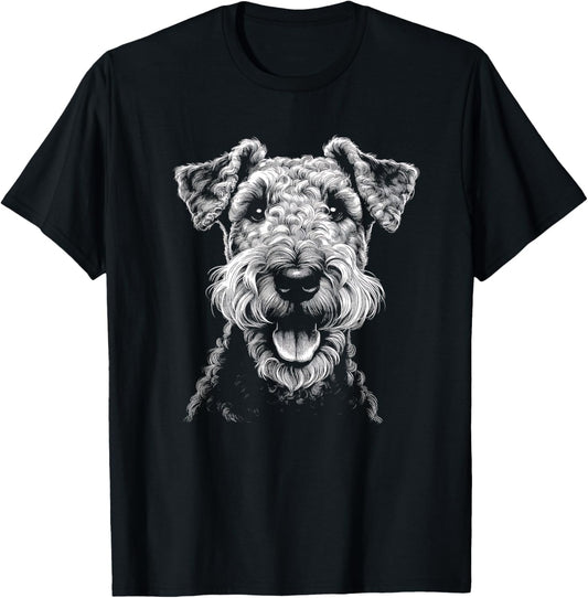 Airedale Terrier Dog Face Art Design For Women And Men T-Shirt