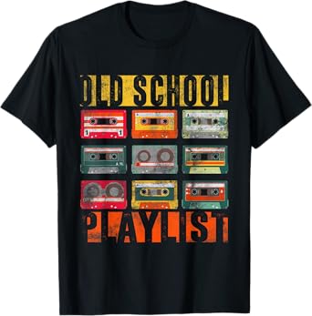 Old School Playlist Shirt Retro 80s 90s Cassette Tape Music T-Shirt