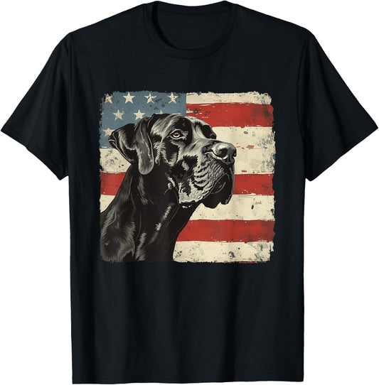 Great Dane Dog Usa Flag Patriotic Independence Day T-shirt