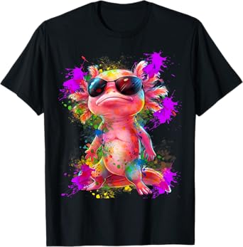 Cute Funny Colorful Axolotl Art Girls Boys Kids Women Men T-Shirt
