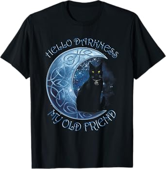 Hello Darkness My Old Friend Funny Cat Moon Tshirt T-Shirt for Men Women