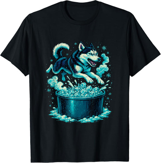 Funny Arctic Dog Energy for Cold Plunge Mindset Enthusiasts T-Shirt