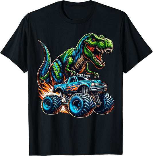 Monster Truck Boy Dinosaur Birthday Party Monster Truck T-Shirt