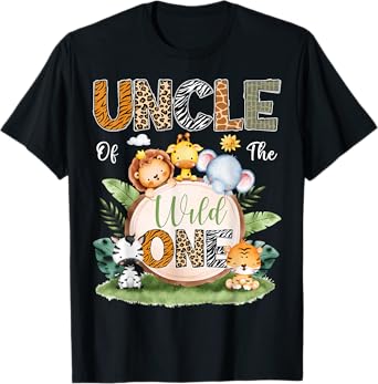 Uncle Of The Wild One 1St Birthday Kids Safari Jungle T-Shirt