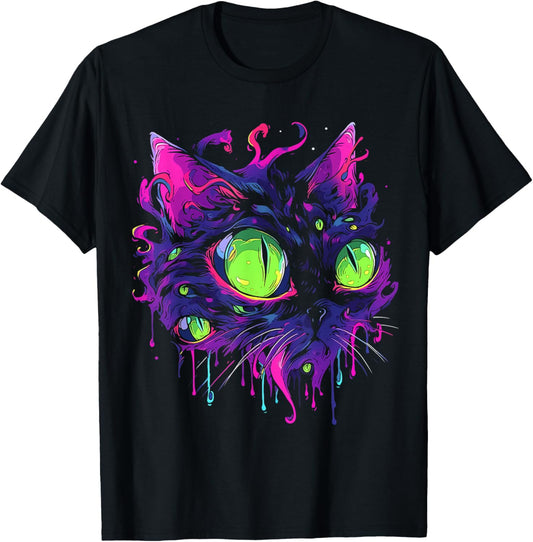 Psychedelic Trippy Cat Women's Casual T-Shirt