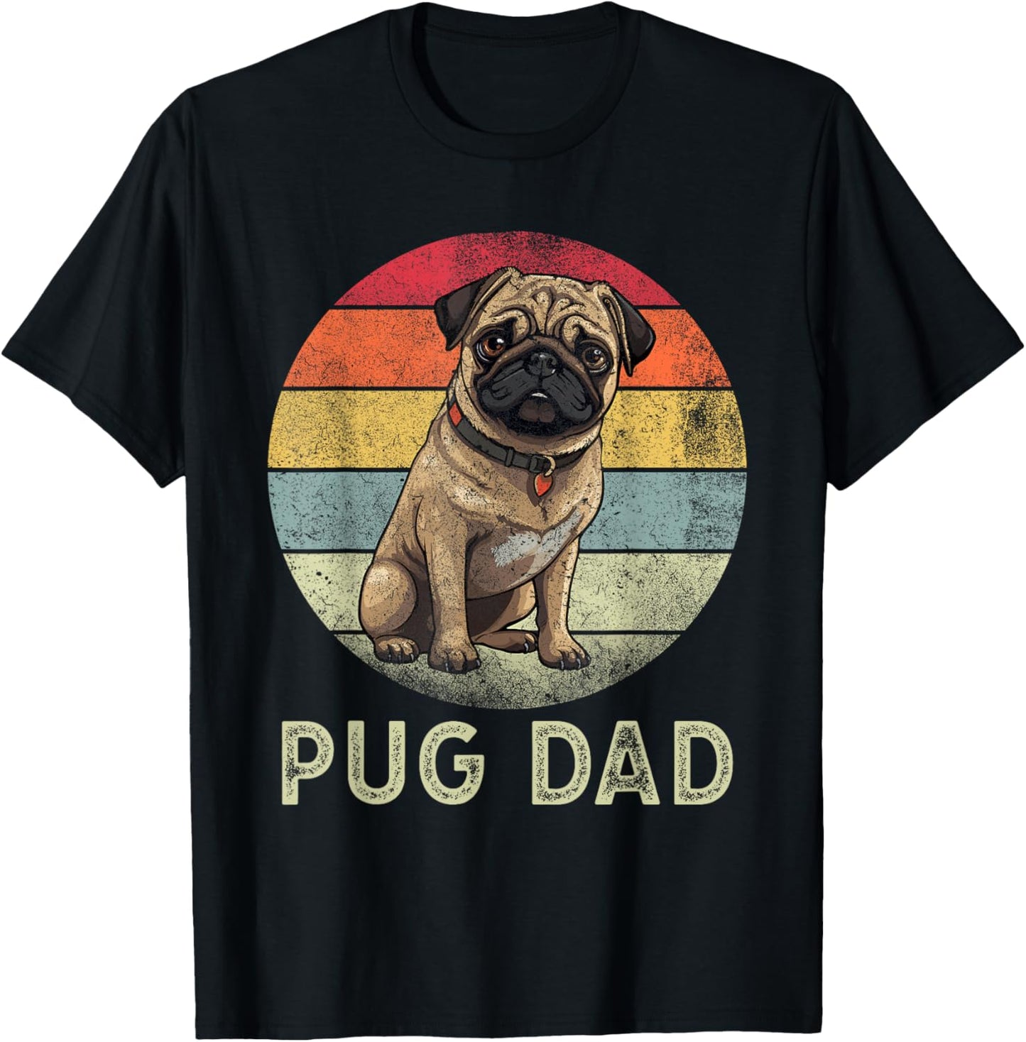 Mens Vintage Cute Dog Pug Dad Retro Distressed Men T-Shirt