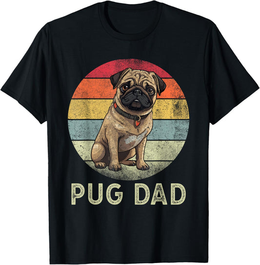 Mens Vintage Cute Dog Pug Dad Retro Distressed Men T-Shirt