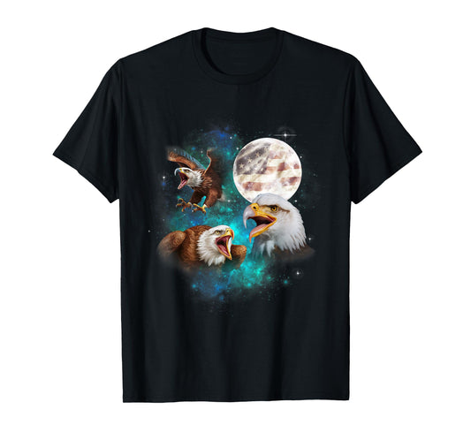 Bald Eagle USA flag American Flag Howl At Moon 4th of July T-Shirt