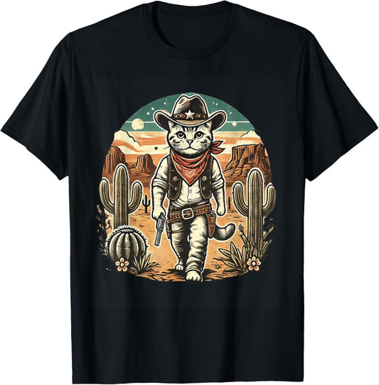 Meowdy Cat Funny Texas Cat Vintage Country Music Cat Cowboy T-Shirt