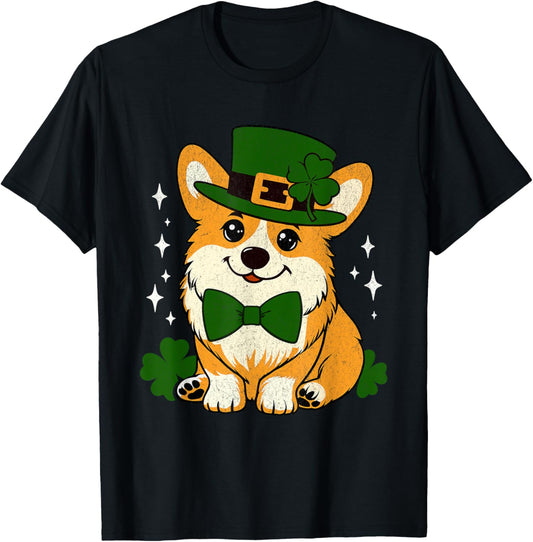 Corgi Irish Clover Funny St Patrick's Day Dog Lover Pet T-Shirt