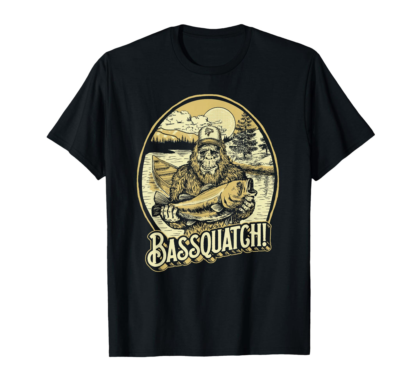 Bassquatch! Bass Fisherman Sasquatch Funny Bigfoot Fishing T-Shirt