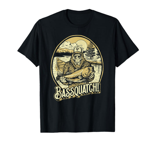 Bassquatch! Bass Fisherman Sasquatch Funny Bigfoot Fishing T-Shirt