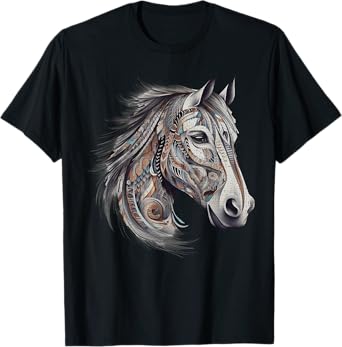 Horse Tribal Abstract Art Native American Geometric Horses T-Shirt
