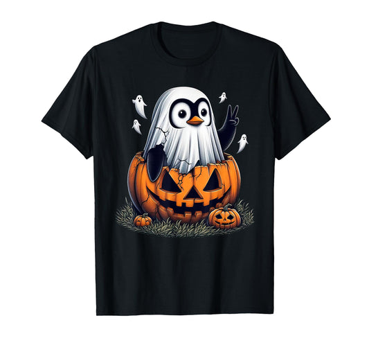 Funny Penguin Boo Halloween Ghost Womens Mens Kids T-Shirt