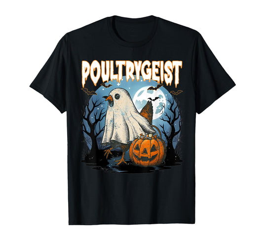 Poultrygeist Funny Halloween Chicken Ghost Costume Pumpkin T-Shirt