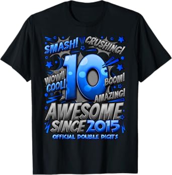 Official Double Digits 10 Year Old Gifts 10th Birthday Boy T-Shirt