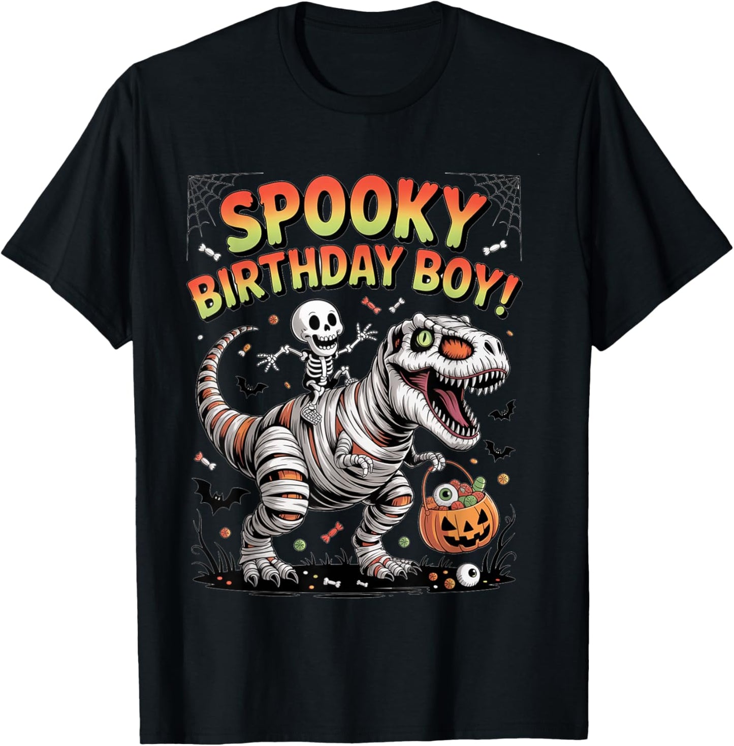 Halloween Birthday Boy Dinosaur Party Mummy Skeleton Spooky T-Shirt