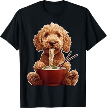 Golden Doodle Goldendoodle Dog Ramen Japanese Noodles T-Shirt