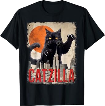Funny Catzilla Cat Japanese Art Cat Gifts For Men Women Kid T-Shirt