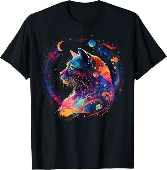 Astronaut Outer Space Kitty on Galaxy Cat Lover T-Shirt