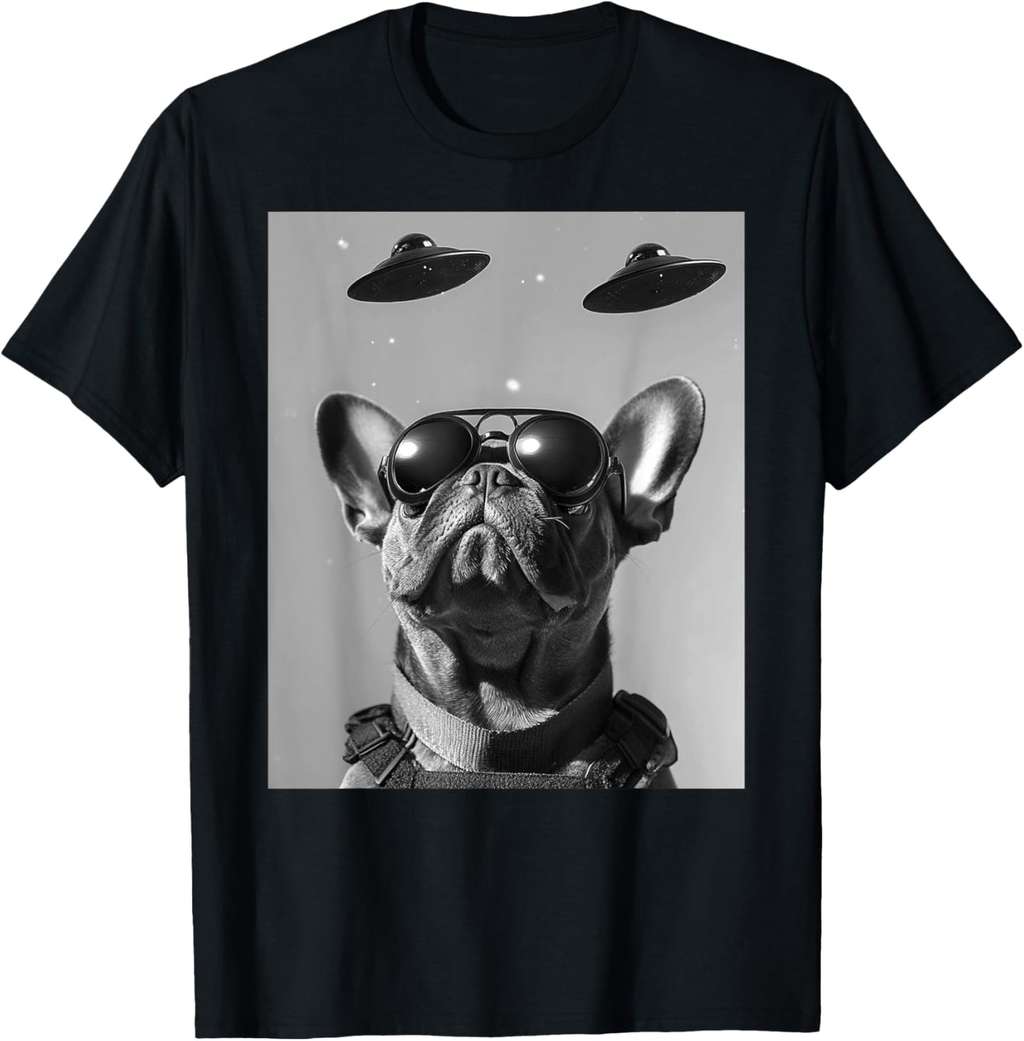 Funny graphic French Bulldog Frenchie UFO Alien Funny weird T-Shirt