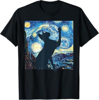 Cat Starry Night Painting Funny Painting Art Women Girls Kid T-Shirt