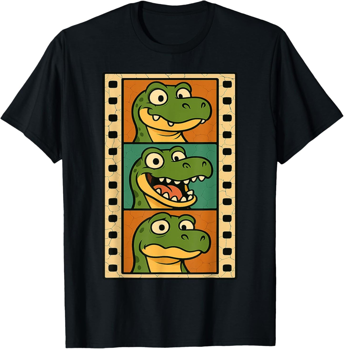 T-Rex Faces Comic Film Strip Style Funny Dino Humor Design T-Shirt