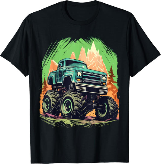 Retro Vintage Monster Truck Retro Sunset Monster Truck Boys T-Shirt