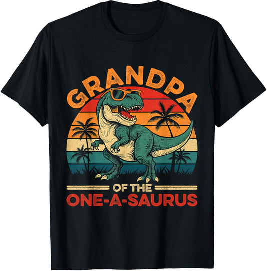 Grandpa One Saurus Dinosaur Rex 1st Birthday 1Years Old T-Shirt