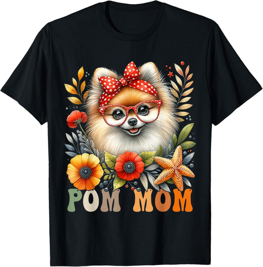Pomeranian Mom Dog Lover Mother's Day Retro Floral Women T-Shirt