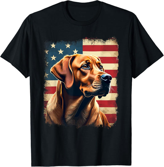 Labrador Retriever | Fox Red Labrador & American Flag T-Shirt