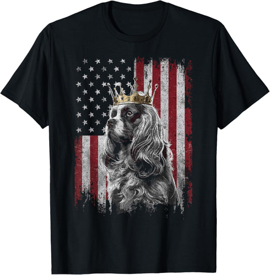Cavalier King Charles Spaniel Dad 4th of July Patriotic USA T-Shirt