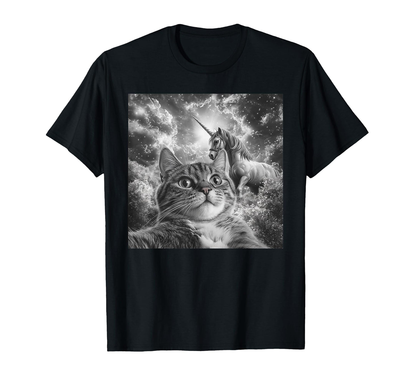 Cat Selfie With Unicorn Funny Cat Men Women Kids T-Shirt