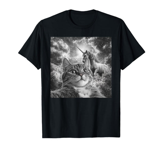 Cat Selfie With Unicorn Funny Cat Men Women Kids T-Shirt