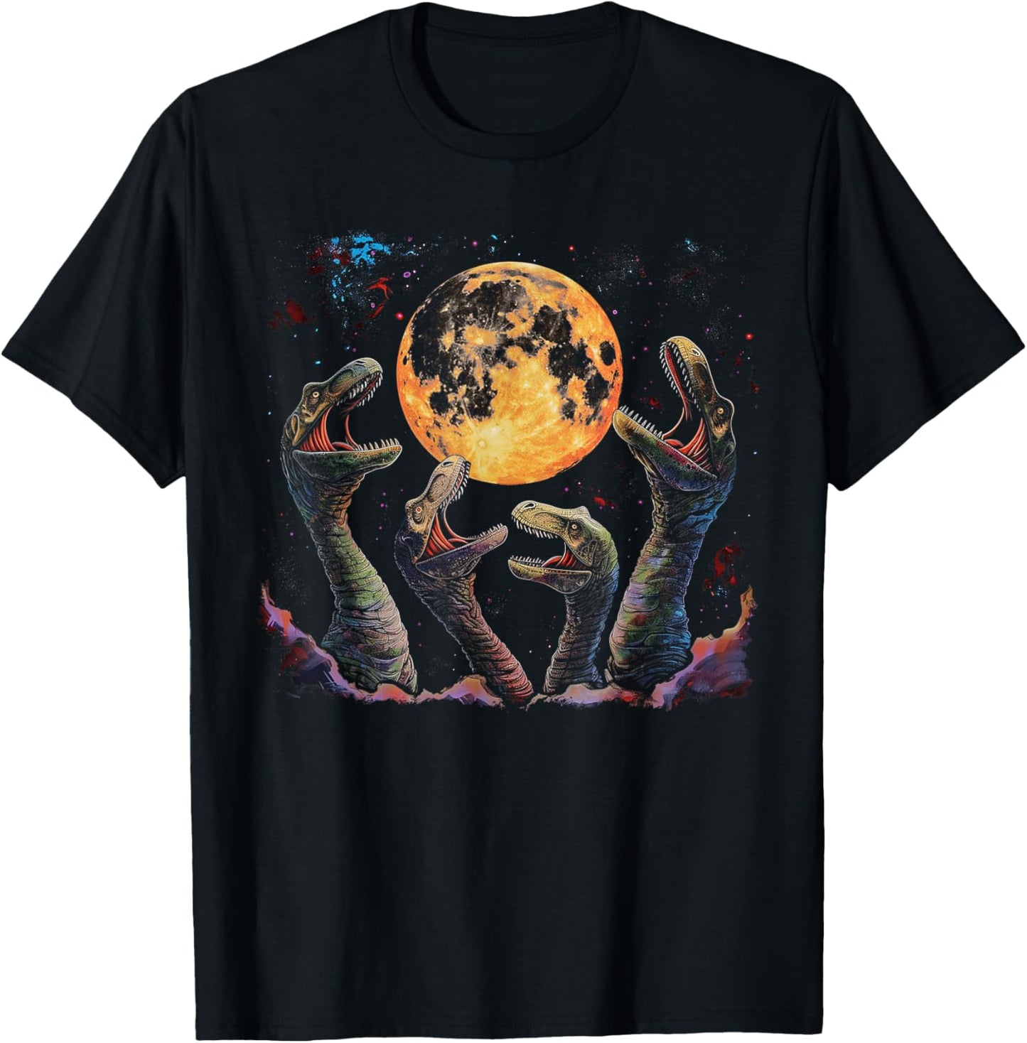 Brontosaurus Dinosaur Howling Moon T-Shirt