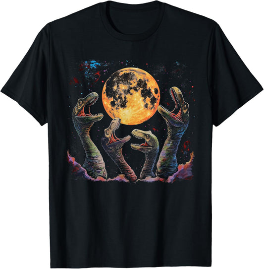 Brontosaurus Dinosaur Howling Moon T-Shirt