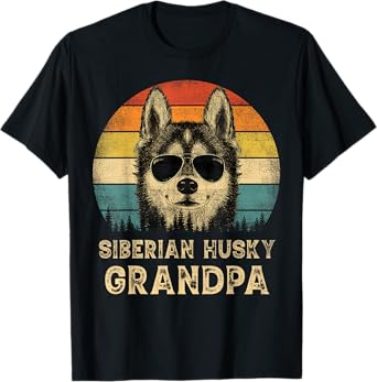 Vintage Siberian Husky Grandpa Dog Lovers Father's Day Men Women T-Shirt