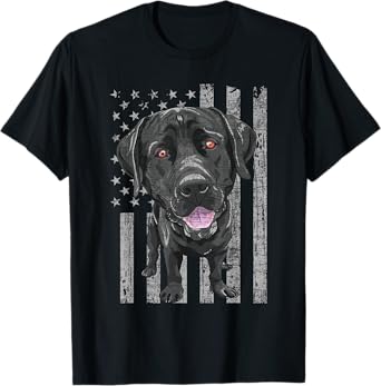 Patriotic Black Labrador - USA American Flag Dog Lover T-Shirt