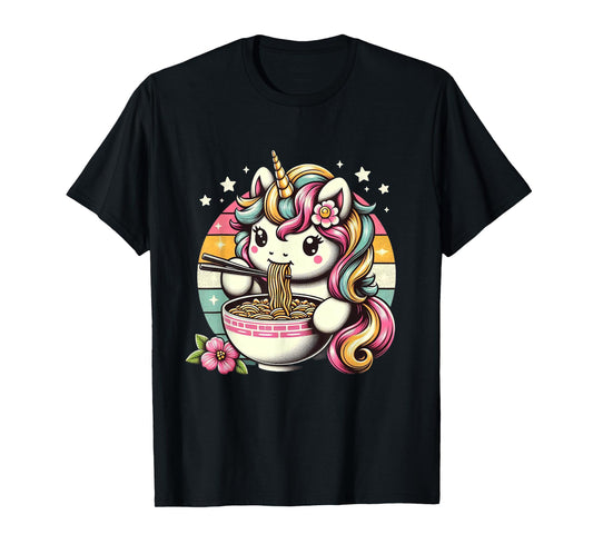 Unicorn Ramen Kawaii Neko Japanese Noodles Aesthetic T-Shirt