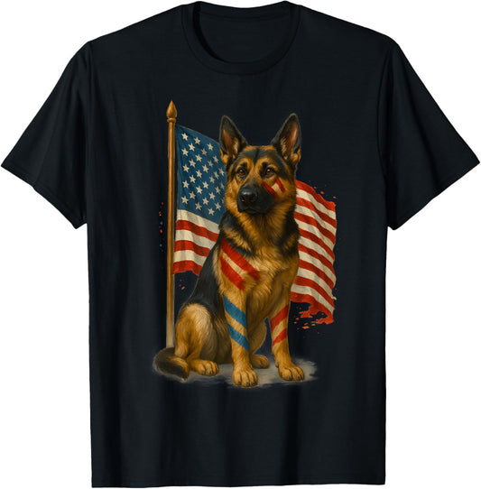 Patriotic German Shepherd Dog Lover 4th Of July Pet Owner T-Shirt