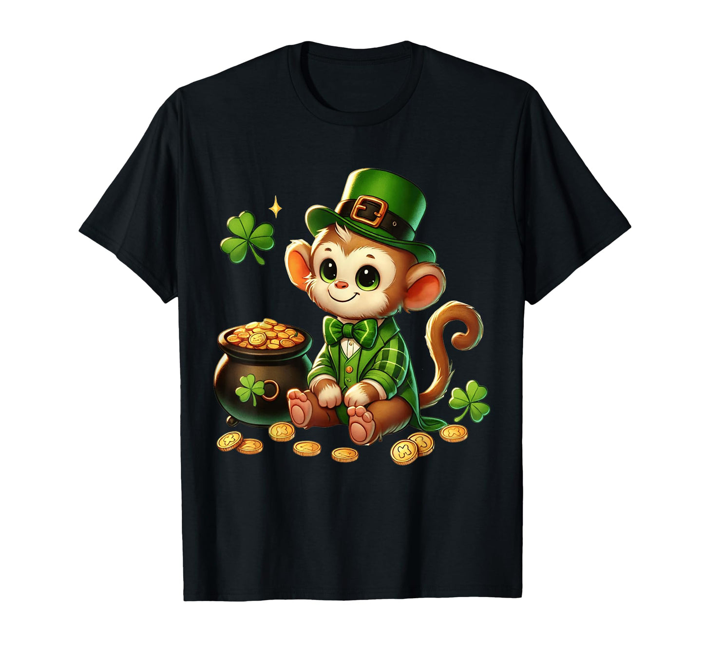 Cute Monkey Leprechaun St Patricks Day Boys Girls Party T-Shirt